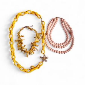Elegant Yellow and Pink Necklace Set